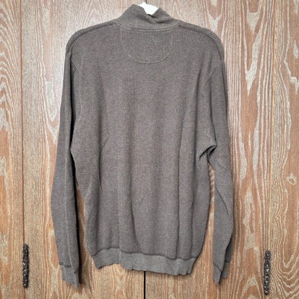 Tommy Bahama Mens Quarter Zip Ribbed Knit Pullover‎ Sweater Brown Size L Relaxed - Picture 4 of 8